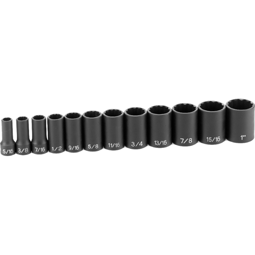 Picture of 12 Pc.   3/8" Dr. Semi-Deep Impact Socket Set, 12 Pt.