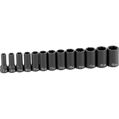 Picture of 13 Pc.   3/8" Dr. Semi-Deep Impact Socket Set, 6 Pt.