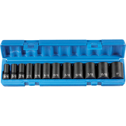 Picture of 12 Pc.   3/8" Dr. Semi-Deep Impact Socket Set, 6 Pt.