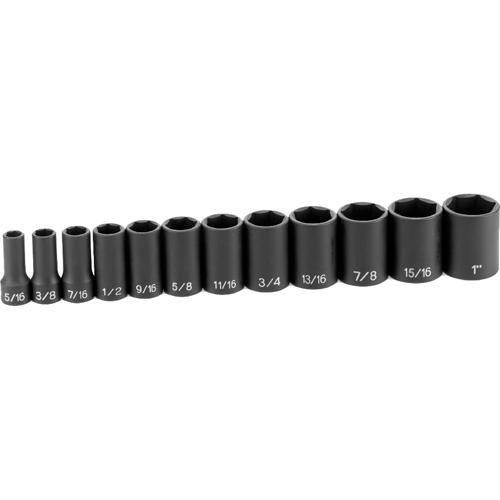 Picture of 12 Pc.   3/8" Dr. Semi-Deep Impact Socket Set, 6 Pt.