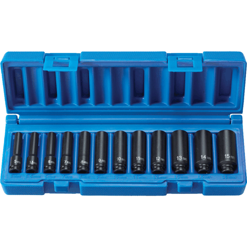 Picture of 12 Pc. 1/4" Drive Deep Length Metric Magnetic Set