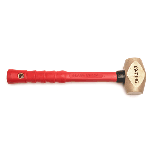 Picture of 4 lb Double Face Brass Non-Sparking Sledge Hammer with Tether Ready Fiberglass Handle