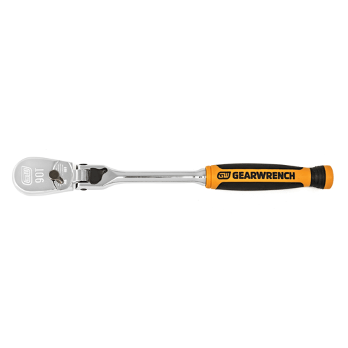 Picture of 1/4" Drive 90-Tooth Dual Material Locking Flex Head Teardrop Ratchet 8"