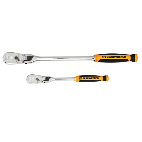 Picture of 2 Pc. 1/4" & 3/8" Drive 90-Tooth Dual Material Locking Flex Head Teardrop Ratchet Set 