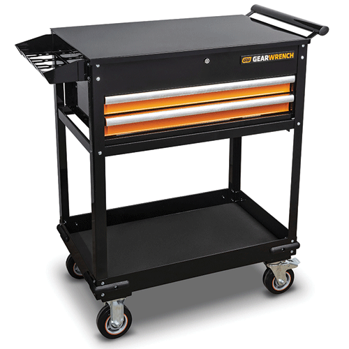 Picture of 32" 2 Drawer Black & Orange Utility Cart