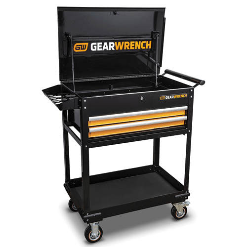 Picture of 32" 2 Drawer Black & Orange Utility Cart