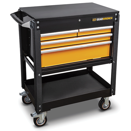 Picture of 33" 4 Drawer Black & Orange Utility Cart