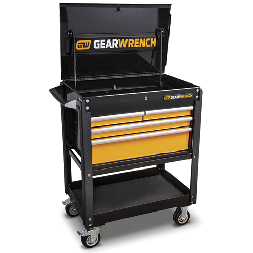 Picture of 33" 4 Drawer Black & Orange Utility Cart