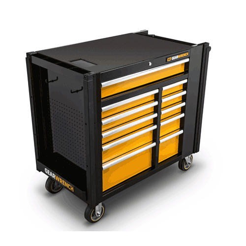 Picture of 42" 11 Drawer Black & Orange Mobile Work Station