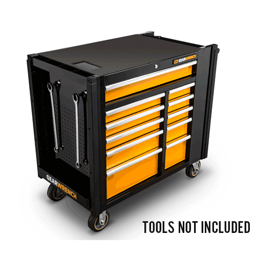 Picture of 42" 11 Drawer Black & Orange Mobile Work Station