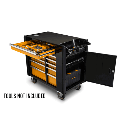 Picture of 42" 11 Drawer Black & Orange Mobile Work Station