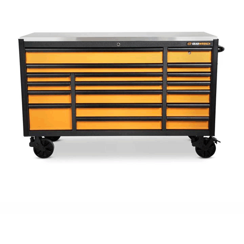 Picture of 72” 18 Drawer Rolling Tool Cabinet with Stainless Steel Worktop with Black Drawer Pull