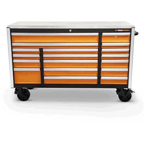 Picture of 72” 18 Drawer Rolling Tool Cabinet with Stainless Steel Worktop and Chrome Drawer Pull
