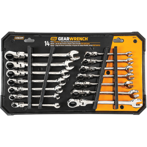 Picture of 14 Pc. SAE/Metric Flex-Head Ratcheting Wrench Set