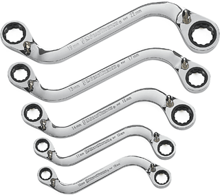 Picture of 5 Pc. Reversible "S-shaped" Double Box Ratcheting Wrench - Set