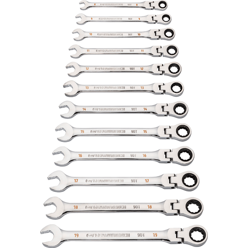 Picture of 12 Pc. 90-Tooth 12 Point Flex Head Ratcheting Combination Metric Wrench Set