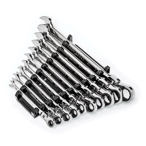 Picture of 10 Pc. 90-Tooth 12 Point Flex Head Ratcheting Combination SAE Wrench Set