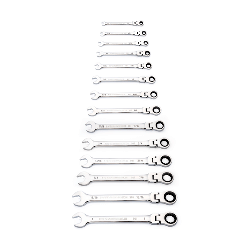 Picture of 14 Pc. 90-Tooth 12 Point Flex Head Ratcheting Combination SAE Wrench Set