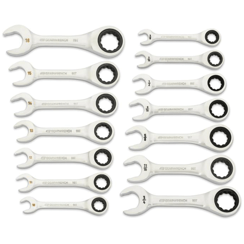 Picture of 14 Pc. 90-Tooth 12 Point SAE/Metric Stubby Ratcheting Combination Wrench Set