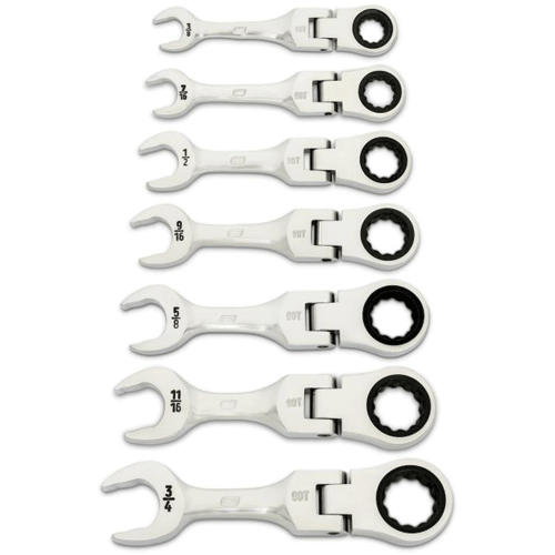 Picture of 7 Pc. 90-Tooth 12 Point SAE Stubby Flex Ratcheting Combination Wrench Set