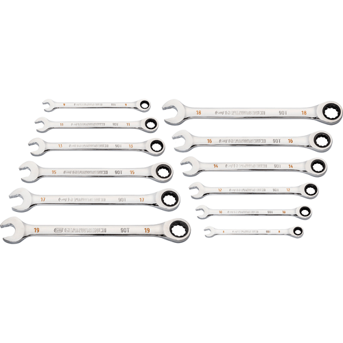 Picture of 12 Pc. 90-Tooth 12 Point Metric Combination Ratcheting Wrench Set