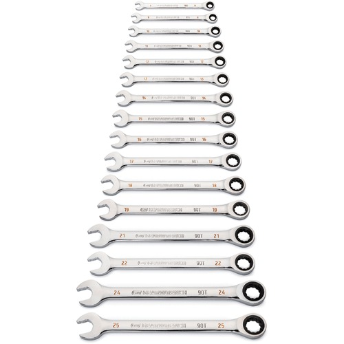 Picture of 16 Pc. 90-Tooth 12 Point Metric Combination Ratcheting Wrench Set