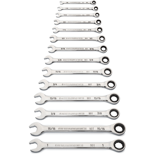Picture of 14 Pc. 90-Tooth 12 Point SAE Combination Ratcheting Wrench Set