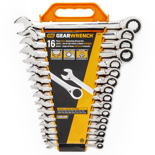 Picture of 16 Pc. 72-Tooth 12 Point Ratcheting Combination Metric Wrench Set