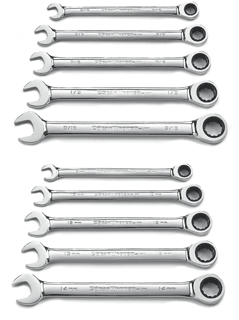 Picture of 10 Pc. SAE/Metric Combination Ratcheting Wrench Set