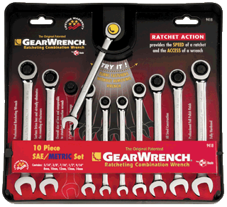 Picture of 10 Pc. SAE/Metric Combination Ratcheting Wrench Set