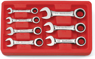 Picture of 7 Pc. SAE Stubby Combination Ratcheting Wrench