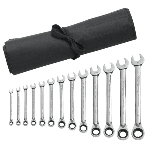 Picture of 13 Pc. 12 Pt. Reversible Ratcheting Combination SAE Wrench Set with Tool Roll