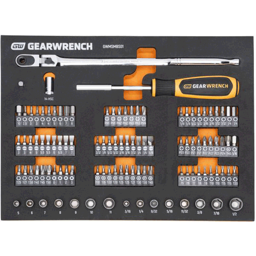 Picture of 105 Pc. 1/4” Drive Slim Head Mechanics Tool Set in Foam Storage Tray