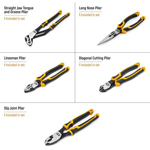 Picture of 5 Piece PITBULL Cushion Grip Pliers Set in Foam Storage Tray