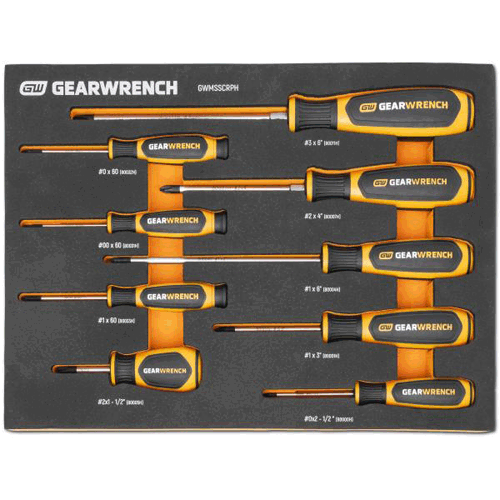 Picture of 9 Piece Phillips® Dual Material Screwdriver Set in Foam Storage Tray