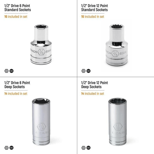 Picture of 60 Piece 1/2” Drive Master SAE Socket Set in Foam Storage Tray