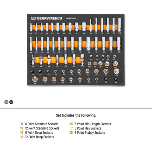 Picture of 68 Piece 1/4” Dr Master SAE Socket Set in Foam Storage Tray