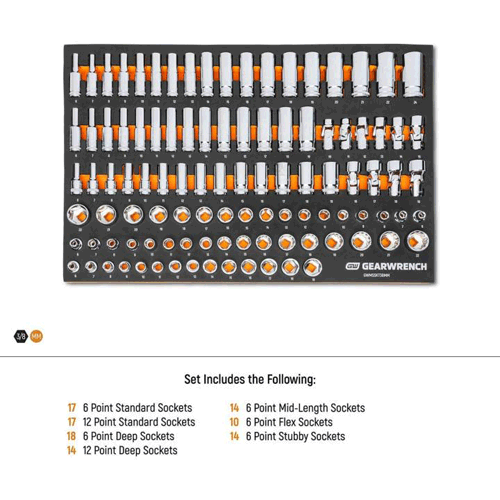 Picture of 104 Pc. 3/8” Drive Master Metric Socket Set in Foam Storage Tray