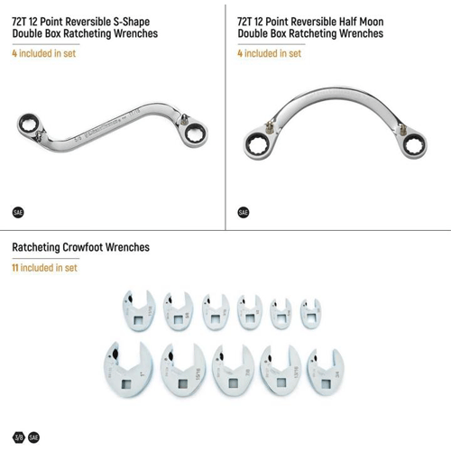 Picture of 19 Piece Specialty Ratcheting SAE Wrench Set in Foam Storage Tray